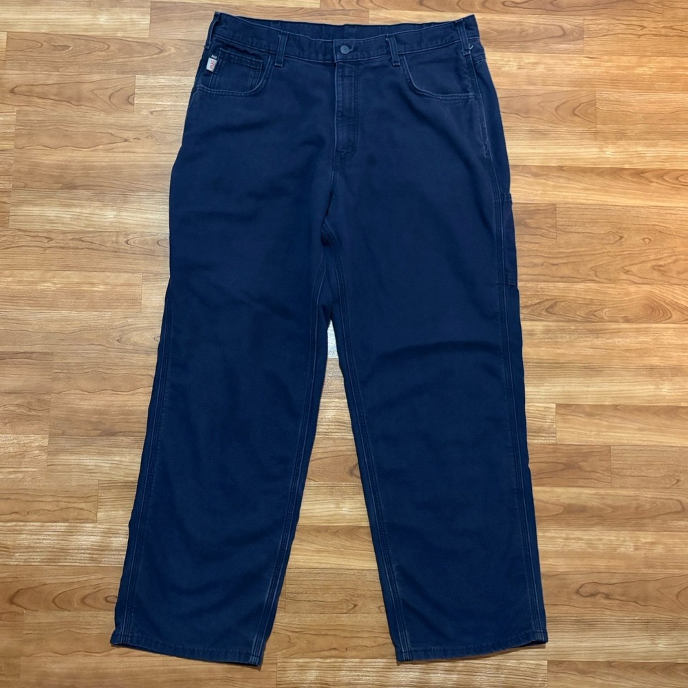 Carhartt Work Pants Mens 38x30 Navy FR Flame Resistant Original Fit FRB159 DNY